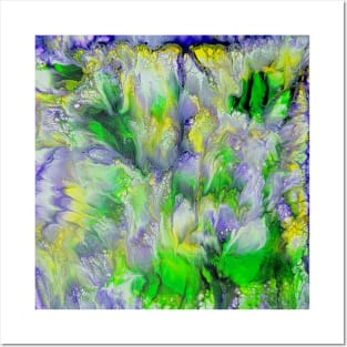 Blooms of Green and Violet Abstract Posters and Art